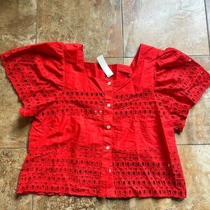 Calypso St. Barth Red Eyelet Blouse